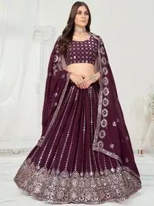 SHOPGARB Embroidered Sequinned Georgette Lehenga Choli & Dupatta