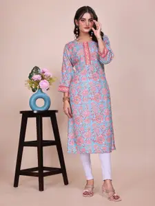 Anouk Floral Printed Round Neck Straight Kurta