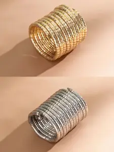 Sangria Set Of 2 Gold & Silver-Plated Viral Spiral Bangles