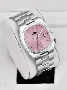 ON TIME OCTUS Men Stainless Steel Bracelet Style Straps Analogue Watch MT-829 PINK