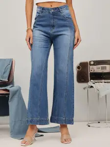 STREET 9 Women Original Wide Leg High-Rise Clean Look Light Fade Jeans
