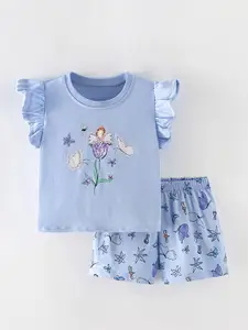 Xsole Girls Floral Printed T-shirt With Shorts