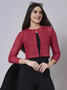 Style Quotient Self Design Cotton Crop Shrug
