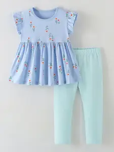 Xsole Girls Printed Short Sleeves Top With Trouser