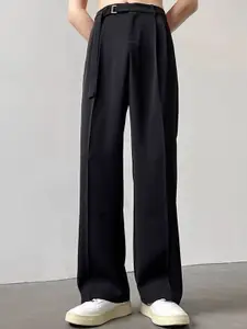 StyleCast x Revolte Men Solid Mid-Rise Straight Fit Trousers