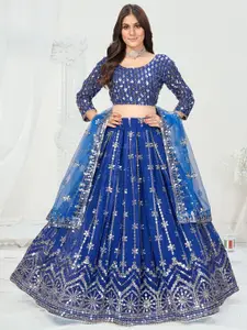 SHOPGARB Embroidered Sequinned Georgette Lehenga Choli & Dupatta