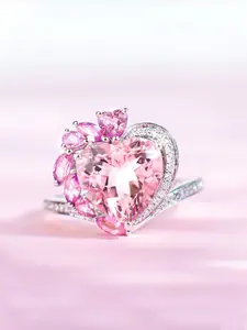 Jewels Galaxy Silver-Plated Cubic Zirconia-Studded Finger Ring