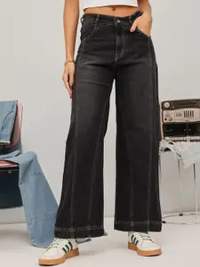 STREET 9 Women Original Low-Rise Light Fade Panelling Denim Wide Leg Jeans
