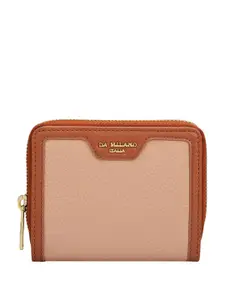 Da Milano Women Textured Zip Detail Leather Zip Around Wallet