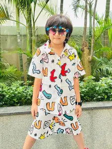 HEERALI FASHION Boys Printed Short Sleeves Shirt With Shorts