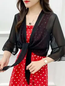 KPOP Women Crop Tie-Up Shrug