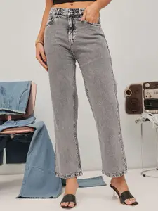 STREET 9 Women Original Straight Fit High-Rise Highly Distressed Heavy Fade Jeans