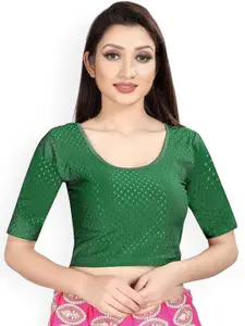 Fressia Fabrics Woven Design Round Neck Saree Blouse