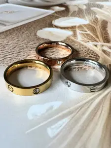 The Jewellery Tale Set Of 3 Stainless Steel Silver Plated Adjustable Finger Ring