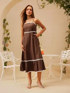 STREET 9 Women Cotton A-Line Midi Dress