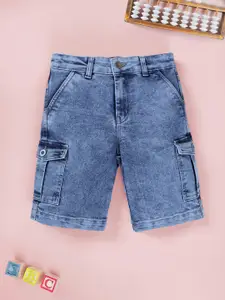 KiddoPanti Boys Relaxed Fit Mid-Rise Denim Cargo Shorts