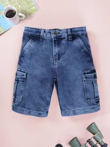 KiddoPanti Boys Relaxed Fit Mid-Rise Denim Cargo Shorts