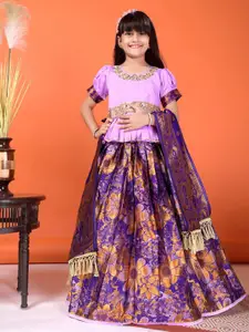 BAESD Girls Embroidered Sequinned Ready to Wear Lehenga & Blouse With Dupatta