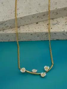 ARTKLIM Gold-Plated Stainless Steel Elegant Floral Pendant Chain