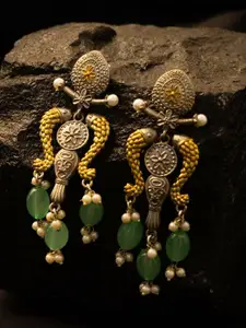 PANASH Silver-Plate Artificial Beaded Contemporary Drop Earrings