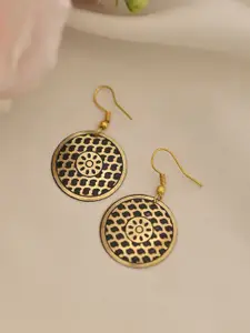 Silvermerc Designs Gold-Plated Circular Shaped Drop Earrings