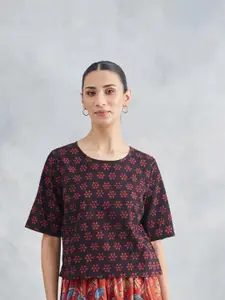 Fabindia Women Floral Print Cotton Crop Top