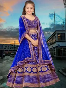 F Plus Fashion Girls Maroon Silk Blend Semi-Stitched Lehenga Choli