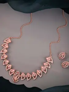 Anouk Pink Rose Gold-Plated Brass Necklace & Earrings