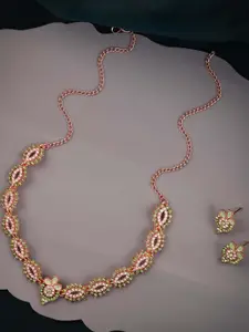 Anouk Green Rose Gold-Plated Brass Necklace & Earrings