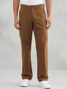Fabindia Men Solid Straight Fit Mid-Rise Casual Chinos