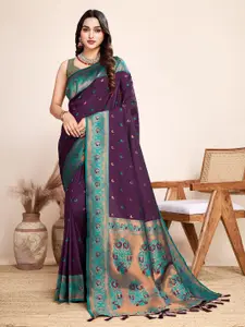 LeeliPeeri Designer Ethnic Motifs Woven Design Zari Saree With Unstitched Blouse Piece