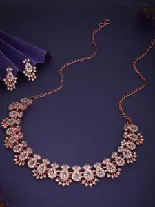 Anouk Turquoise Blue Rose Gold-Plated Brass Necklace & Earrings