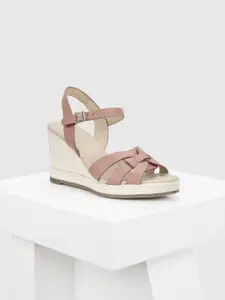 Oroh Leather Party Wedge Sandals with Buckles