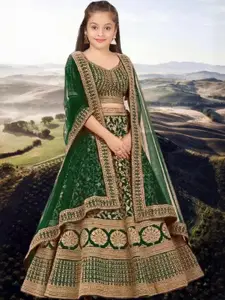 F Plus Fashion Girls Blue Silk Blend Semi-Stitched Lehenga Choli