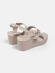 LEMON & PEPPER Women PU Wedge Sandals with Buckles