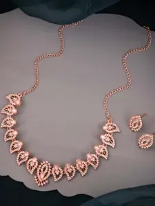 Anouk White Rose Gold-Plated Brass Necklace & Earrings