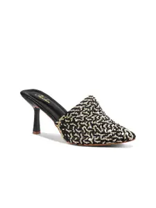 Padchin Women Woven Design Stiletto Heel Mules