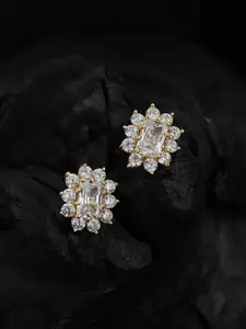 VANBELLE 925 Sterling Silver 18kt Gold Plated CZ Burst Star Stud Earring