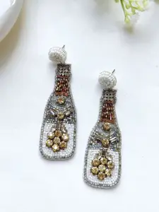Crunchy Fashion Artificial Stones Studded & Beaded Quirky Drop Earrings