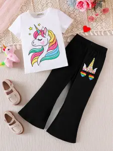 INCLUD Girls Printed Short Sleeves T-shirt With Trousers