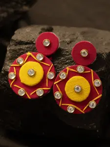 PANASH Silver-Plated Artificial Stone Studded Contemporary Drop Earrings