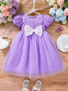 INCLUD Girls Puff Sleeve Fit & Flare Dress