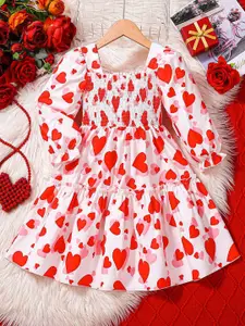 INCLUD Girls Conversational Print Puff Sleeve Fit & Flare Midi Dress