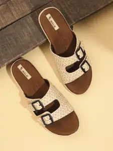 V-WALK Women Open Toe Flats with Buckles