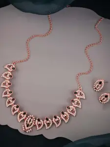 Anouk Black Rose Gold-Plated Brass Necklace & Earrings