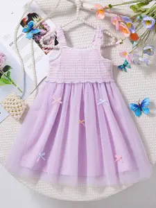 INCLUD Girls Shoulder Straps Applique Fit & Flare Dress