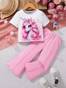 INCLUD Girls Printed T-shirt with Trousers