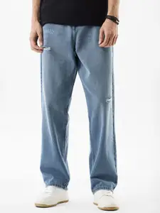 Snitch Men Relaxed Fit Mid-Rise Mildly Distressed Light Fade Jeans