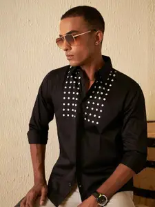 DENNISON Men Smart Slim Fit Geometric Printed Spread Collar Cotton Casual Shirt