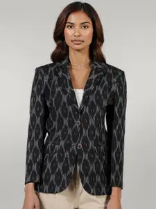Talethread Ikat Printed Cotton Single-Breasted Casual Blazer
